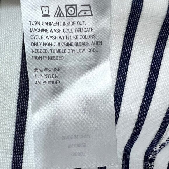 Navy Blue Stripes Ponte Knit Blazer Jacket Nautical Paris Preppy Women XS - Picture 8 of 8